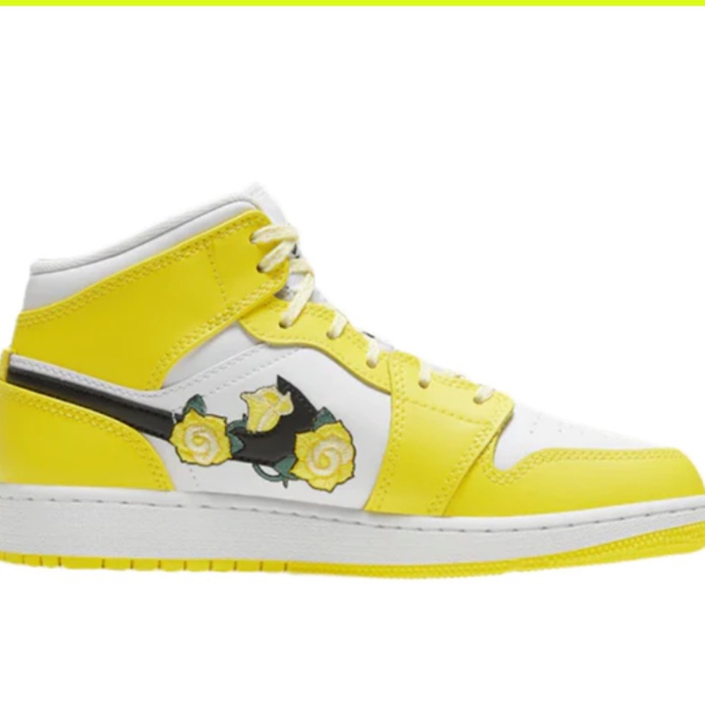 Air Jordan 1 Mid SE Dynamic Yellow Floral AV5173-700 Size 13.5 C